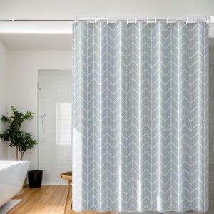 Advanced grey mesh shower curtain Nordic wind waterproof bathroom curtain Toilet dry wet separation PEVA material waterproof