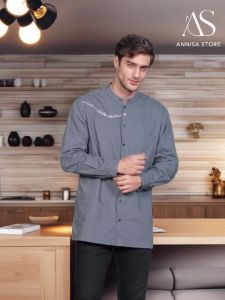 Baju Atasan Kemeja Koko Lengan Panjang Pria Ethica Kahfi 212 Misty Blue