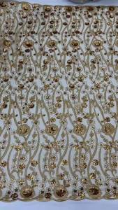 African French Tulle Sequins Beaded Lace 5 Yards Green Embroidered Lace Fabrics For Ladies Party Wedding Dresses AT2866