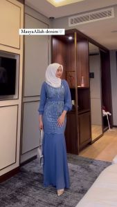 Gamis Kondangan Wanita Raya Dress Pesta Muslim Brukat Terbaru 2024 Fashion Muslim Wanita