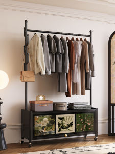 Meisda Vintage Style Stand up Coat Rack Integrated Hanging Clothes Storage Shelf Multi Functional Bedroom Living Room Wall Mounted