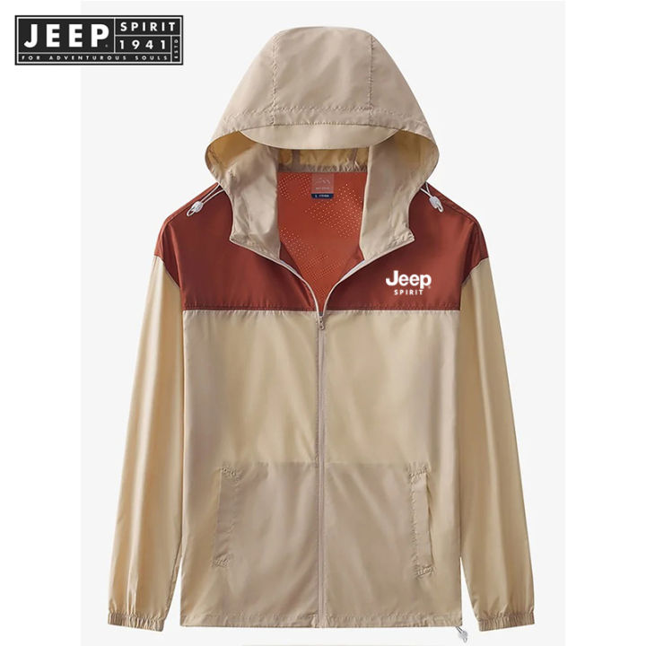 Jeep Spirit 1941 estd Summer Men's Lightweight, Breathable, Sunscreen,  Windproof Casual Jackets with Hooded Spliced Windproof Clothes Lazada PH