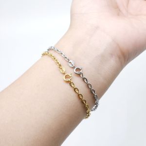 Lắc tay titan mắt xích 3 mm tròn oval ký hiệu 18k cho nam nữ và bé dùng khóa tròn không đen gỉ