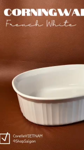 CorningWare - French White - Full Bộ Nồi Hầm/ Khuôn Nướng Thuỷ Tinh Hình Oval 1.8L