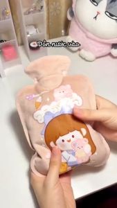 Túi chườm nóng nhung mềmgiảm đau bụng kinh túi chườm giữ ấm hạ sốt 500ml GA62