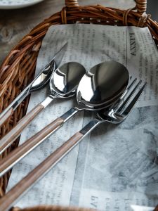 Creative Stainless Steel Spoons Cute Soup Spoon Home Use Fork Set Vintage Tableware Korean Style Dining Spoon Kitchen Utensils