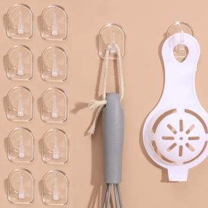10/50pcs Clear Wall Hooks For Hanging Transparent Reusable Sticky Hooks Small Seamless Hooks Hand Towel Holder For Bathroom