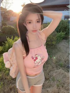 Sweet TiTi Girl Camisole Vest Pink Inner Wear Outer Wear Show Chest Large Size Womens Clothing Autumn Winter Short Sleeve