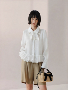 AIVEI | Celebrity-Style Long Sleeve White Blouse