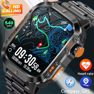 Military Outdoor Smart Watch Mens GPS Flashlight Bluetooth Call 2.01" AMOLED Screen 3ATM Waterproof Sports Smartwatch 2025 New