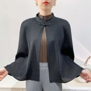 Womens Cardigan Anti-Ddos Pleated Shawl Niche Half Turtleneck #S-755