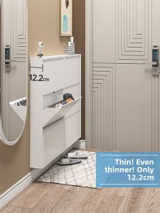 DIBIOU | Ultra-thin Narrow Metal Entry Shoe Cabinet Large Capacity