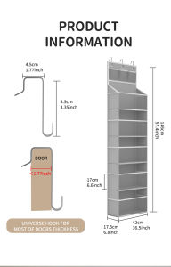 กระเป๋าติดผนังแบบสะพายข้างสำหรับเก็บของในห้องนอนแบบถือได้ 5 ชั้นความจุขนาดใหญ่ วัสดุผ้าไม่ทอ กระเป๋าใส่เสื้อผ้าแบบแขวนใหม่