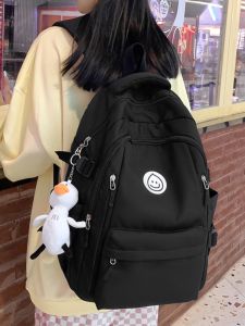 OUDENGPAI | Black Large Capacity High School Backpack For Girls 2024 New Style Double Shoulder Padded School Bag Commuter Fashion Nylon