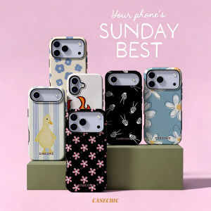 Potdemiel | Simple Pink Flower Black For Case For iPhone 17 16 15 14 Plus 13 Pro Max Shockproof Hard Cover CaseChic