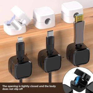 Magnetic Suction Cord Manager Desktop Wall-Mounted Mobile Phone Data Cable Charging Cable Storage Holder Walking Wire Fastner Plug Hook