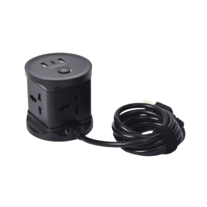 ALPHALUX Universal Outlet Cube 4 Gang with 2 USB-A and 1 USB-C 10A 250V UNF-E04BLK