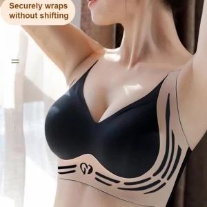 Seamless Ladies Underwear V-neck No Steel Ring Small Chest Gathered Adjustable Comfortable Thin Top Bra Breathable Gathered