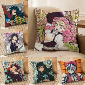 Bandai | Demon Slayer Rui Spider Demon Anime Plush Pillow Cover Soft Short Plush Cushion Cover For Sofa Bedroom Home Decor Gift
