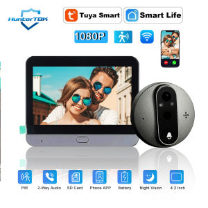 3MP Tuya Wi-Fi Door Viewer Video Doorbell 5000mAh Digital PIR Recording Wide Angle Alexa Google Optional Peephole Camera Bell