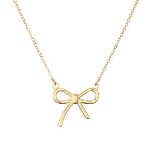 Fashionable Simplicity Butterfly Knot IPG14K Titanium Steel Necklace for Women Rose Gold Plated Lock Clasp Pendant Cross Chain Design
