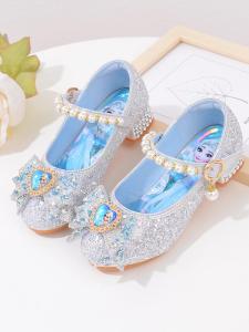 BKAOB | Elegant Frozen-themed Princess Shoes Crystal Shoes for Girls Silver-White