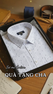 Áo Sơ Mi Nam Công Sở Trung Niên Thương Hiệu Anton Dài Tay Trắng Vải Cotton Họa Tiết Chấm Bi Nhỏ - 302