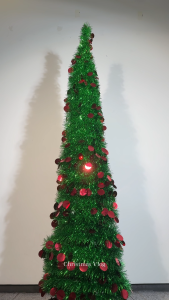 Foldable Christmas Tree Pop Up Artificial Tinsel Christmas Tree with Snowflake Ornaments Tinsel Christmas Tree for PartyShopping Mall Home Bar Office Decor