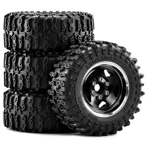 4PCS 1.9 inch 90*38mm Beadlock Rubber Wheel and Tires for 1/10 Traxxas TRX4 TRX6 SCX10 1/12 MJX H12P H12Y RC Crawler