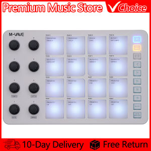 M-VAVE | M-VAVE Wireless Midi Pad Controller SMC-PAD 16 Rgb Velocity Pads 8 Assignable Knobs USB-C Rechargeable for Daw&live Performance