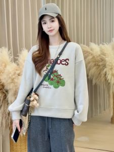 American Style Long Sleeve round Neck Hatless Sweatshirt Womens New 2025 Early Autumn Beautiful Loose Embroidered Ladies Top