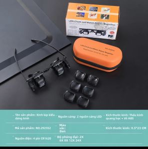 Kính Lúp Đeo Đầu Di Động Có Đèn LED Bộ Ống Kính Zoom 5x Để Sửa Chữa Đồng Hồ Đồ Trang Sức Thủ Công Kính Lúp Quang Học