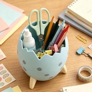 Cute Dinosaur Egg Pen Holder Desktop Organizer Cartoon Pencil Cup Stationery Storage Box for Kid Student Office School