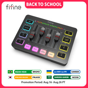 Fifine | FIFINE Gaming Audio MixerStreaming 4-Channel RGB Mixer with XLR Microphone Interfacefor Game VoicePodcastAmpliGame SC3