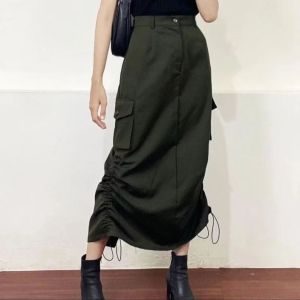 ROK CARGO SERUT WANITA POCKET LONG MAXI PANJANG WANITA KEKINIAN