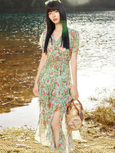 INLIFE | Summer New V-Neck Chiffon Flower Dress