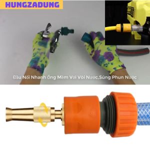 Dùng Cho Ống Nhựa Mềm Phi 14-16mm hoặc 20-24mm .Bộ Vòi Xịt Nước Tăng Áp Kết Hợp Với Đầu Nối Nhanh Dung Cho Ống NướcTừ Phi 20-24mm - HUNGZADUNG