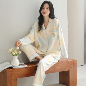 Miiow | Pure Cotton Long Sleeve Sleepwear Set For Women Spring Autumn Summer Home Wear Outwear Comfortable Breathable Soft Fabric