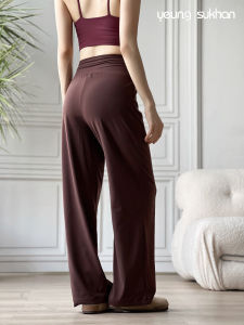 High-Waist Straight-Leg Yoga Pants Breathable Slimming Fitness Sports Long Trousers Casual Wide-Leg Pants for Women