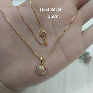 kalung anak italy set liontin hello kitty rosegold perak 925 Lapis Emas kuning