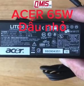 Sạc laptop Acer 19V-3.42A (Đầu nhỏ - Kích thước: 3.0*1.1mm) eMachines Aspire Chromebook Chromebase Gateway One