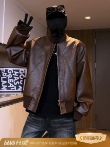 Cleanfit Black Leather Jacket Mens Style Autumn Design Splicing Short Ball Game Coat American Retro Baseball Uniform Loose Fit