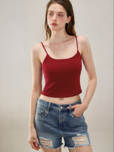 One-piece Padded Gathering Bralet Summer Vintage Red Wearable Inside Out