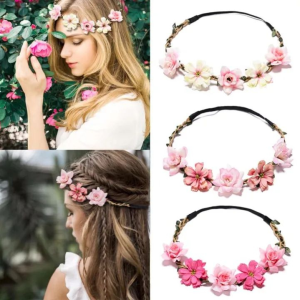 Women Flowers Wedding Garland Hair Bands Handmade Lady Girls Hairband Bridal Headdress Hairs Accessories