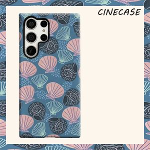 seashell nautilus blue pink For Samsung Galaxy S26 S25 S24 A56 A36 Dual Layer Luxury Fashion Full Lens Protective Case