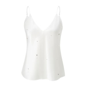 Summer White Beaded V-Neck Camisole