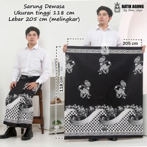 Sarung Batik Katun Dewasa Motif Wayang Bima Catur | Monochrome| Katun Print