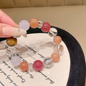 สร้อยข้อมือคริสตัลธรรมชาติแฟชั่นผู้หญิงใหม่สร้อยข้อมือคริสตัลสตรอเบอร์รี่ธรรมชาติสร้อยข้อมือ Duobao สร้อยข้อมือคริสตัลการออกแบบที่เรียบง่ายสร้อยข้อมือ