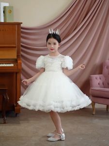 Đầm công chúa cho bé gái màu trắng hồng dự tiệc đi múa đẹp từ 14-35kg hàng Quảng Châu cao cấp