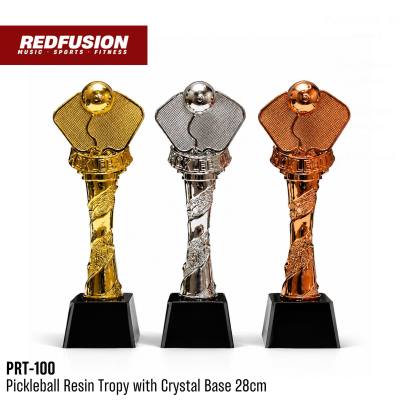 PRT-100 Pickleball Resin Trophy with Crystal Base 28cm